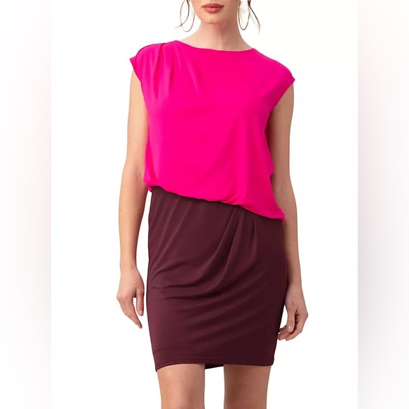 NEW Trina Turk 5th Avenue Colorblocked Blouson Minidress Elegant Size L - Picture 1 of 12